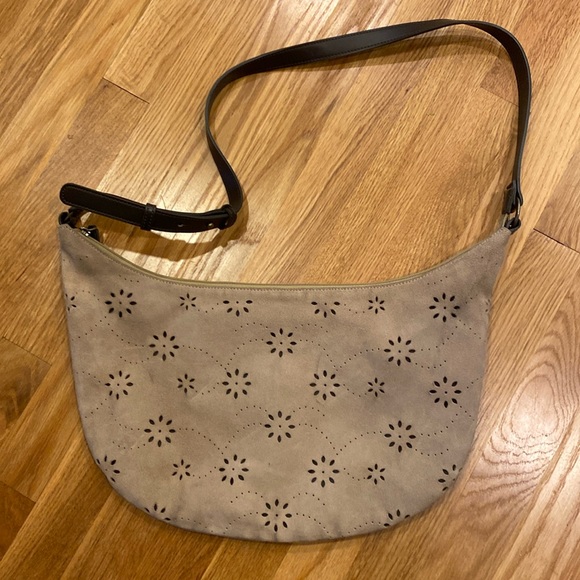 Tan Lined Suede Bag Purse - Picture 1 of 3
